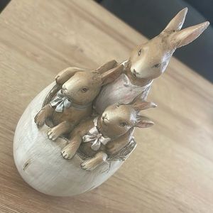 Mommy bunny son and daughter in egg broken at back but not noticeable